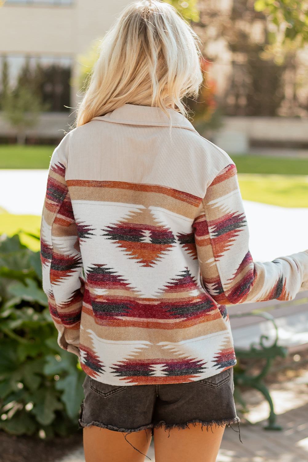 Threaded Pear Emily Flap Raw Hem Shacket