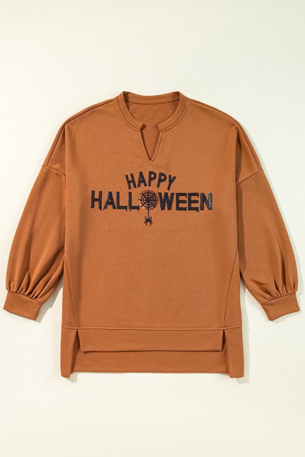 Threaded Pear Sequin Happy Halloween Long Sleeve Top