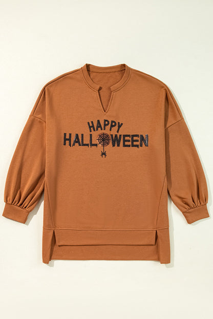 Threaded Pear Sequin Happy Halloween Long Sleeve Top