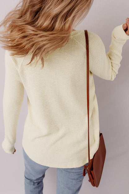 Threaded Pear Soleil Knit Half Henley Top