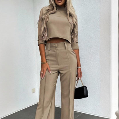 Women's Elegant Solid Color Half Sleeve Short Top