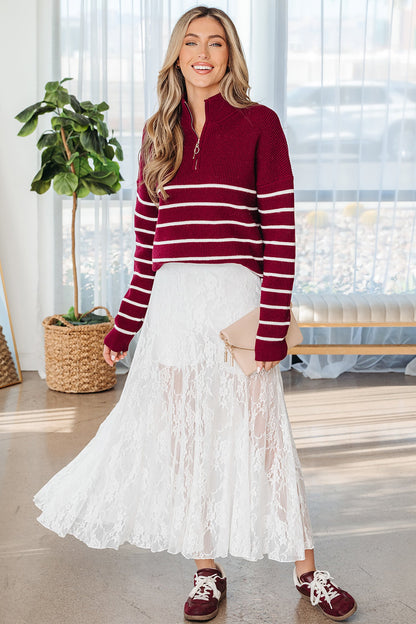 Maliyah Lace Flowy Maxi Skirt by Threaded Pear