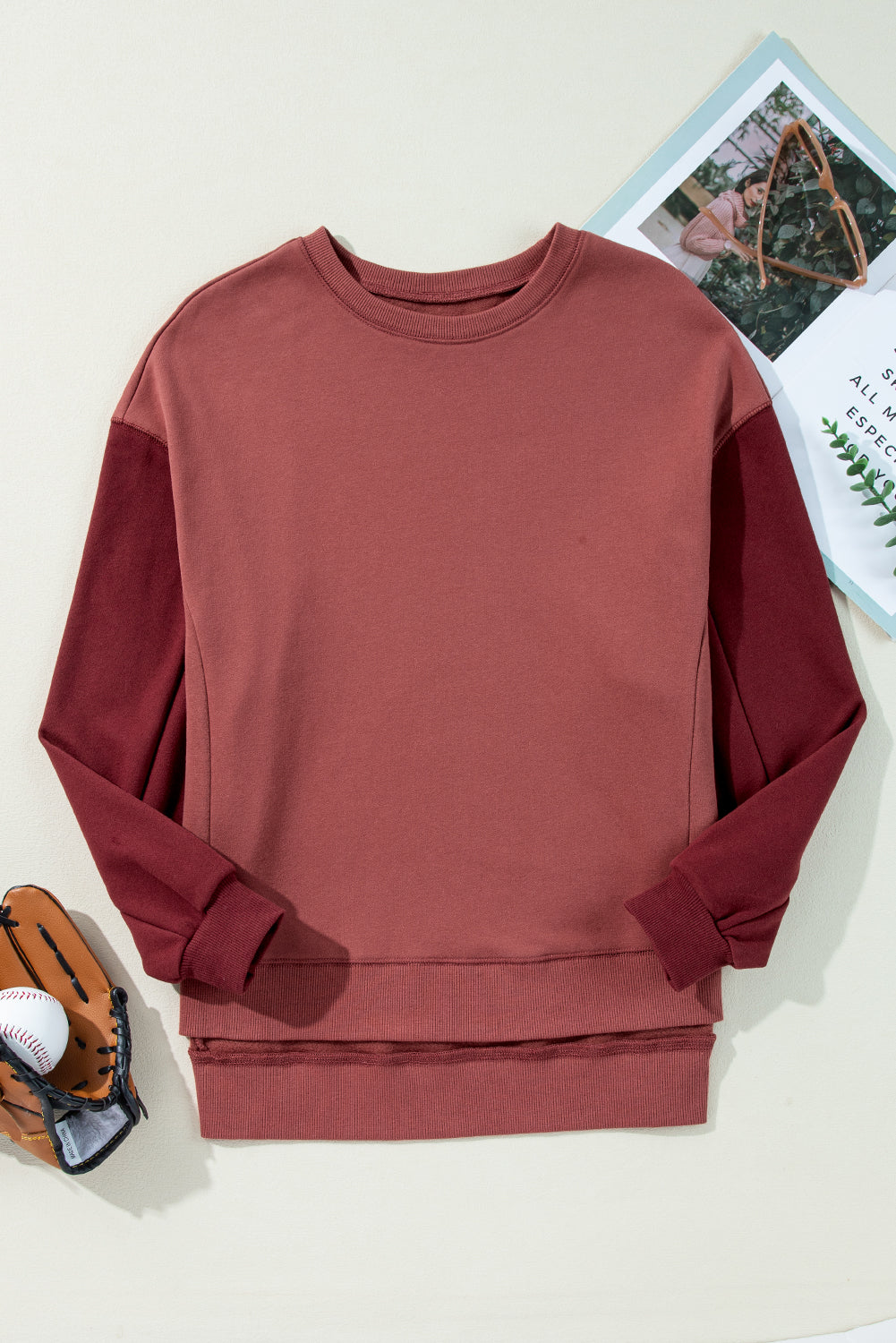 Threaded Pear Ella Patchwork Drop Shoulder Pullover