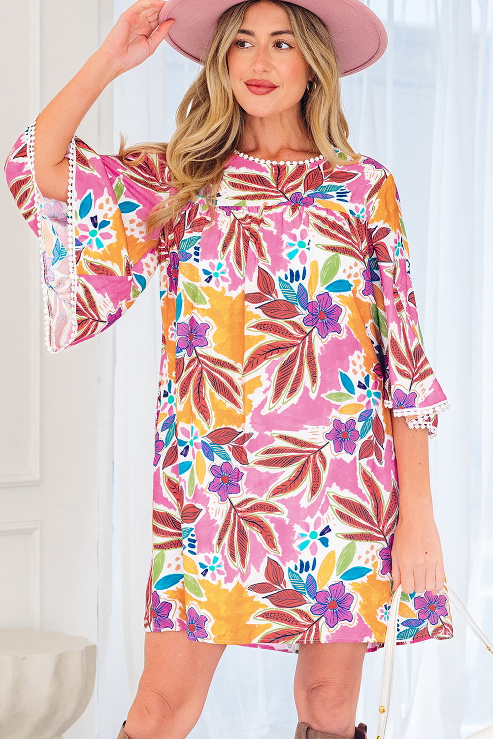 Threaded Pear Emersyn Sleeve Swing Mini Dress