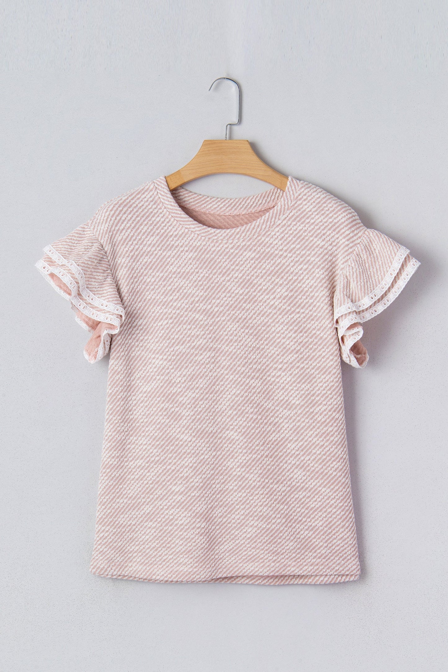 Threaded Pear Amanda Ruffled Short Sleeve Blouse