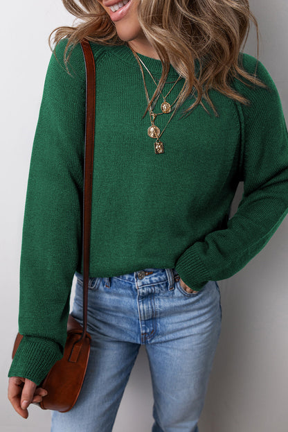 Threaded Pear Eleanor Evergreen Raglan Sleeve Sweater