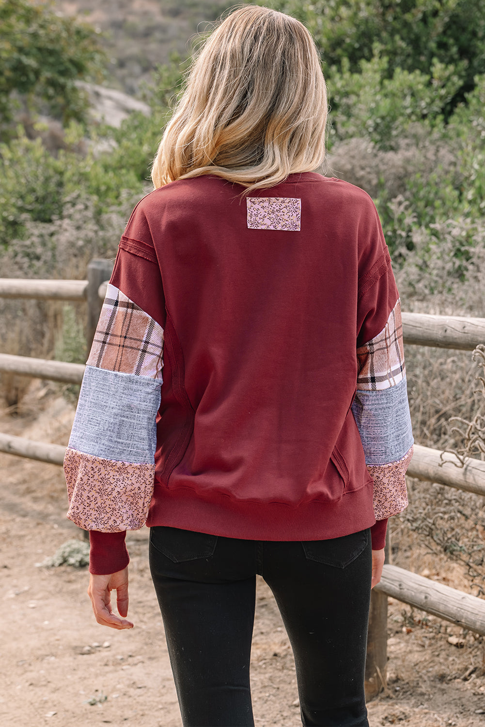 Threaded Pear Hollihanna Sleeve Raw Seam Sweatshirt