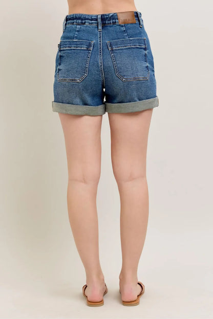 Judy Blue Full Size High Rise Cuff Denim Shorts Plus Size