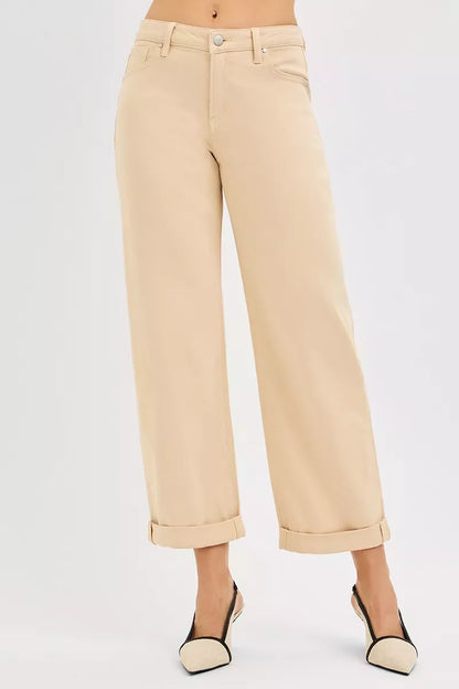 RISEN Tummy Control Mid Rise Ankle Barrel Relaxed Baggy