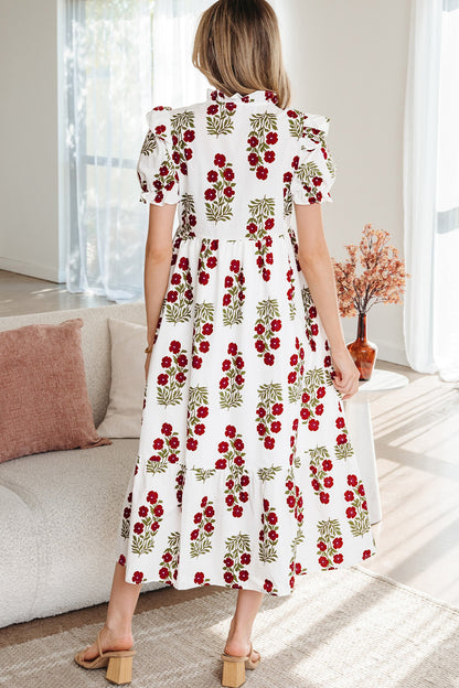 Threaded Pear Promise Sleeve Tiered Maxi Dress