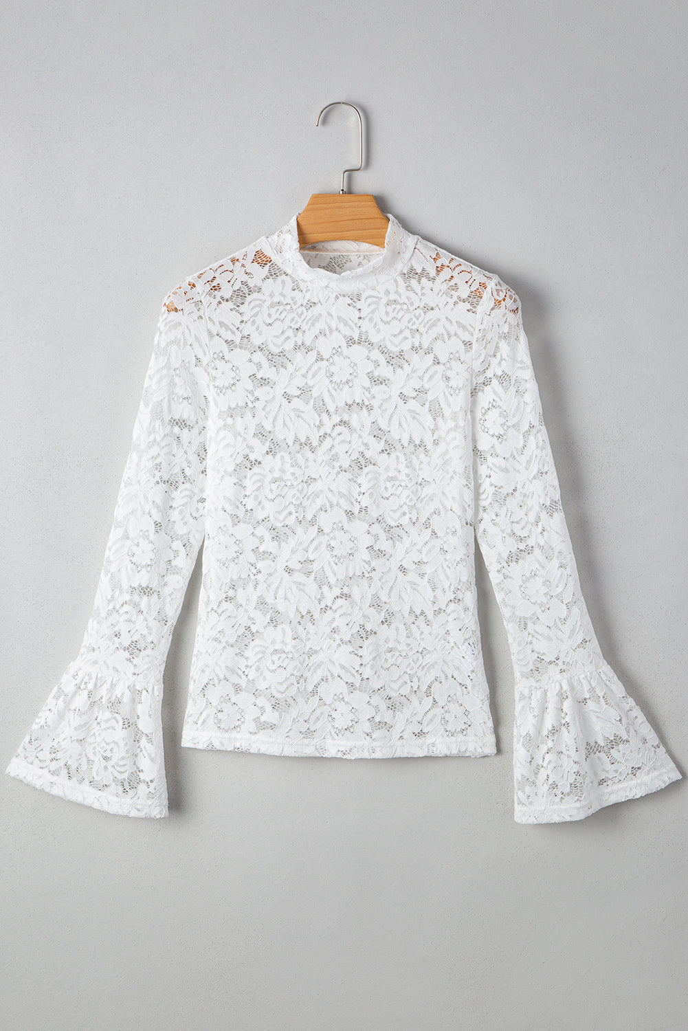 Threaded Pear Alani Lace Crochet Bell Sleeve Blouse