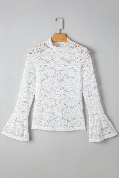 Threaded Pear Alani Lace Crochet Bell Sleeve Blouse