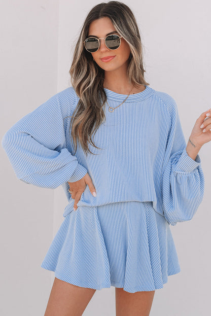 Threaded Pear Scarlett Corded Lantern Sleeve Top