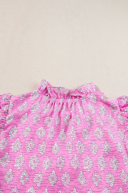 Threaded Pear Miller Ruffled Short Sleeve Blouse