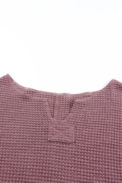 Threaded Pear Evelyn Waffle Knit Loose Long Sleeve Top