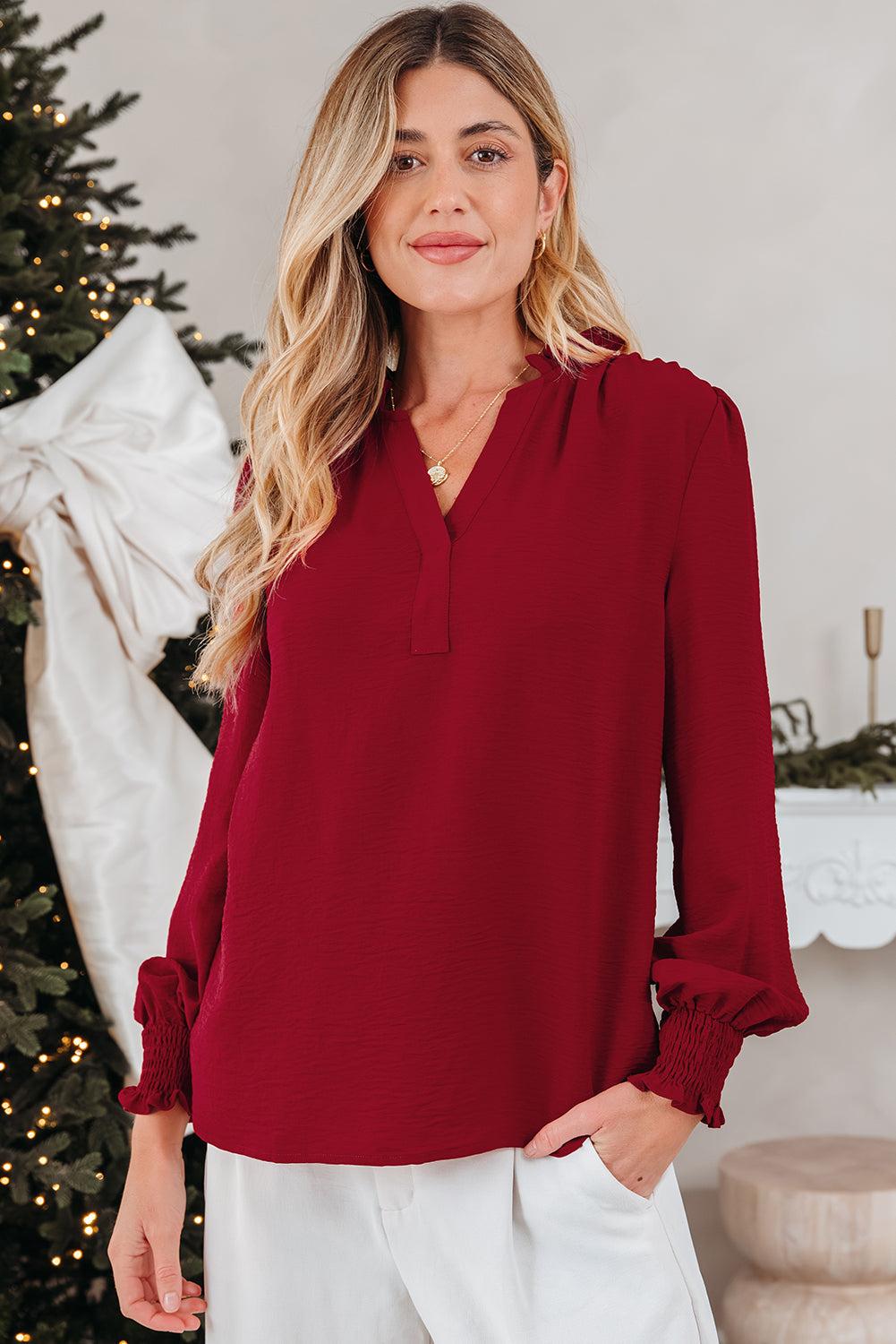Threaded Pear Karimya Long Sleeve Blouse Long Sleeve Top