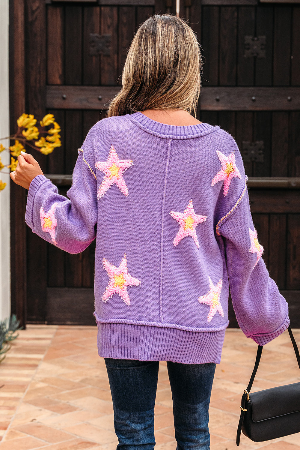 Threaded Pear Aubrey Brushed Star Oversize Sweater