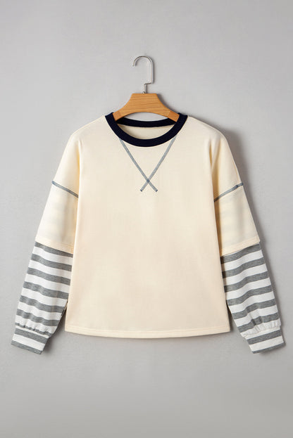 Threaded Pear Ashley Striped Long Sleeve Two-in-one Top
