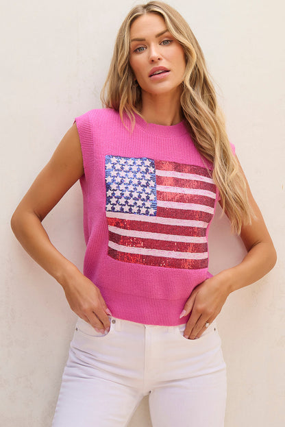Threaded Pear Grace american Flag Knitted Vest