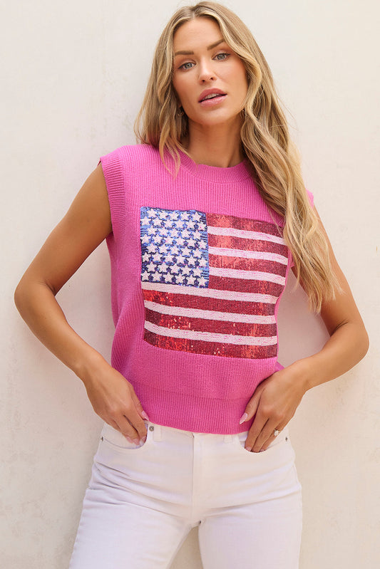 Threaded Pear Grace american Flag Knitted Vest
