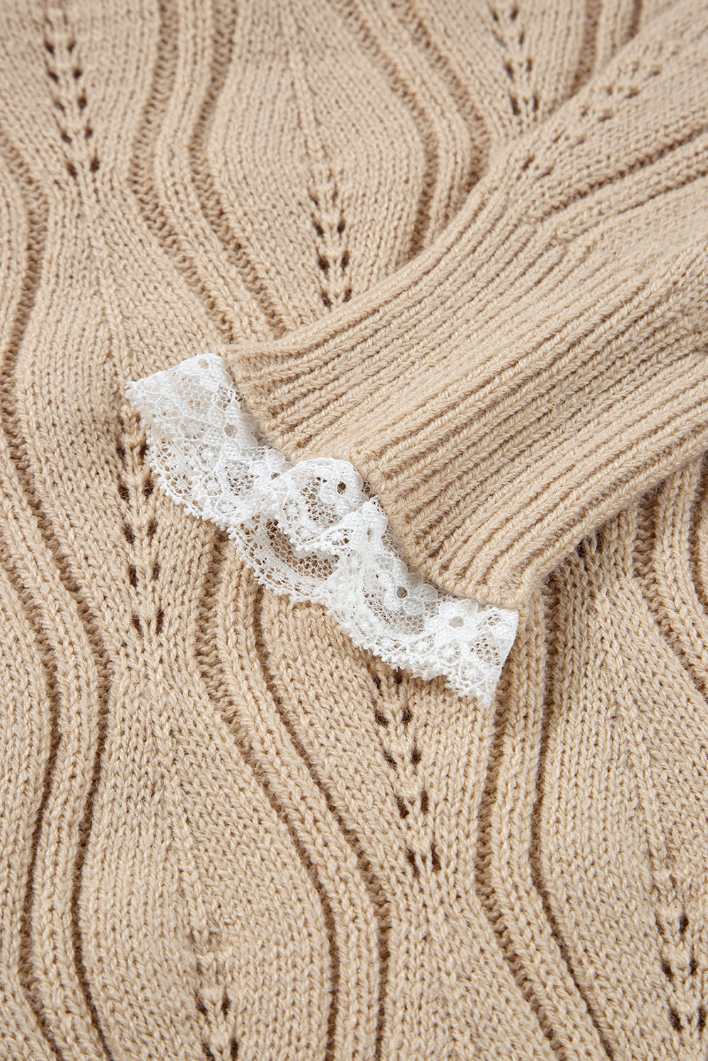Threaded Pear Abigail Lace Patchwork Sleeve Sweater