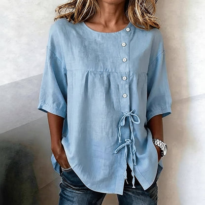 Women's Lace-Up Button Shirt