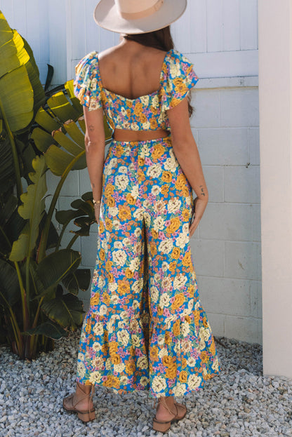 Threaded Pear Amayah Allover Shirred Cut Out High Waist Jumpsuit