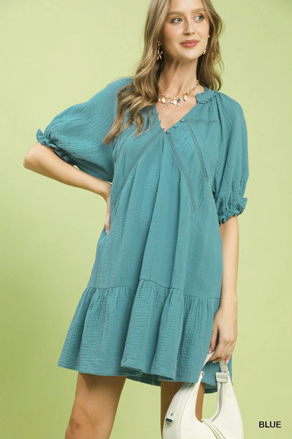 Umgee Cotton Gauze Mini Dress