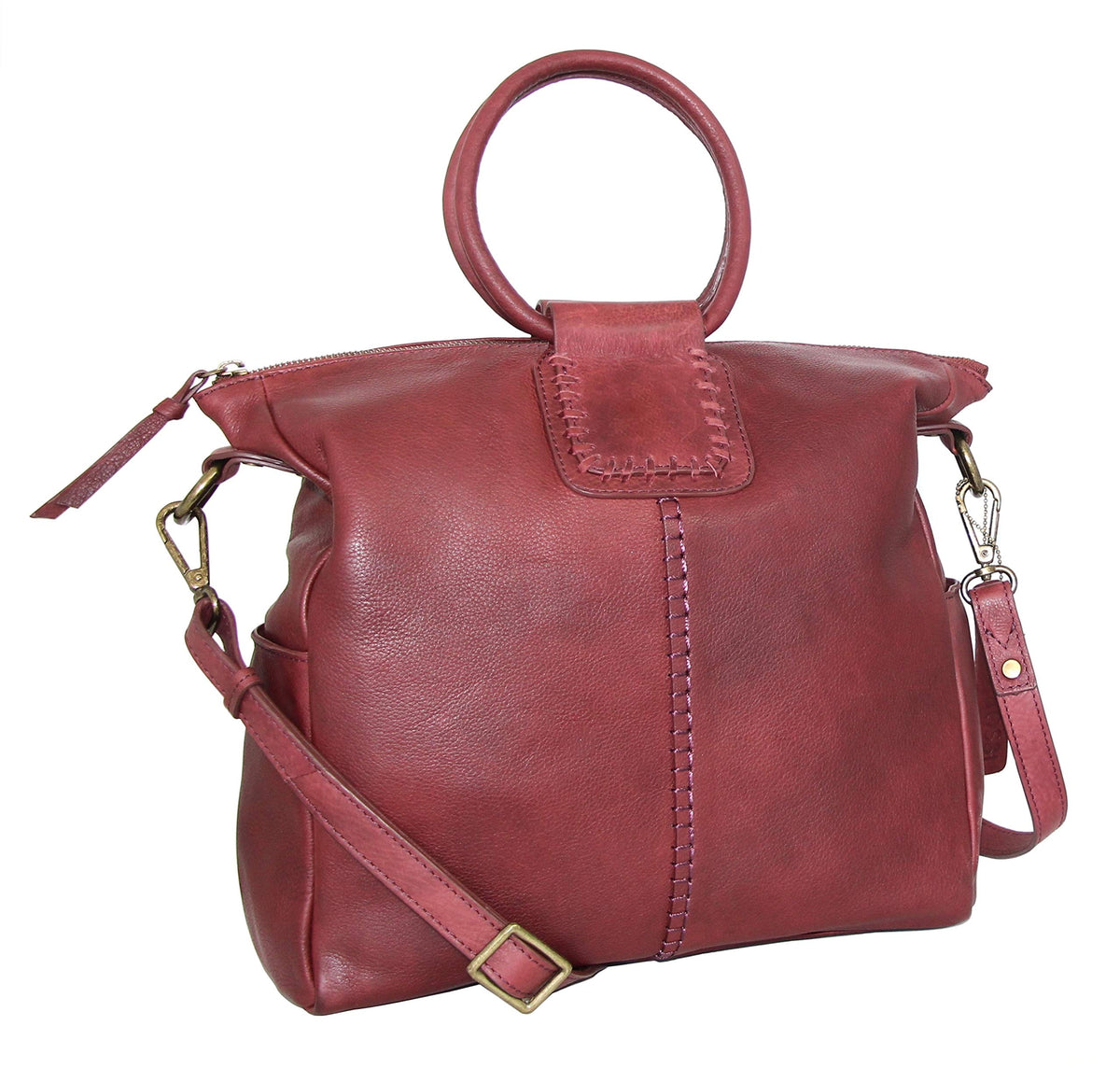 Nino Bossi Tonya's Ring Leather Tote - Merlot