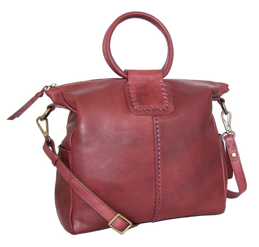 Tonya's Ring Leather Tote in Merlot