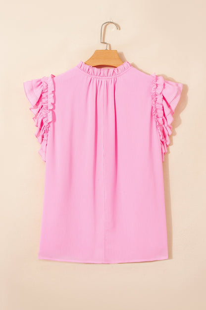 Threaded Pear Milena Ruffle Short Sleeve Plus Blouse