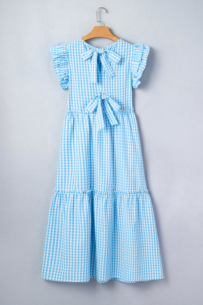 Threaded Pear Deborah Sleeve Gingham Maxi Dress