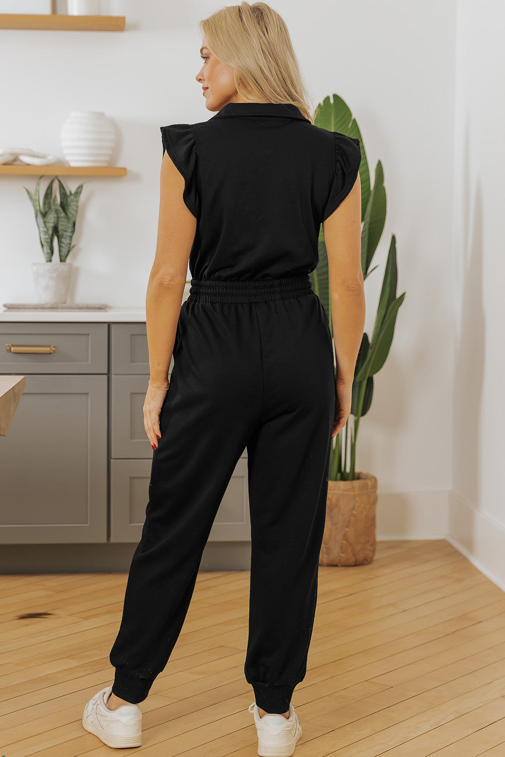 Threaded Pear Azariah Drawstring Elastic Waistband Jumpsuit
