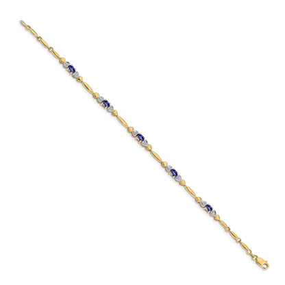 Genuine Purple Tanzanite 14K Yellow Gold Heart Bracelet