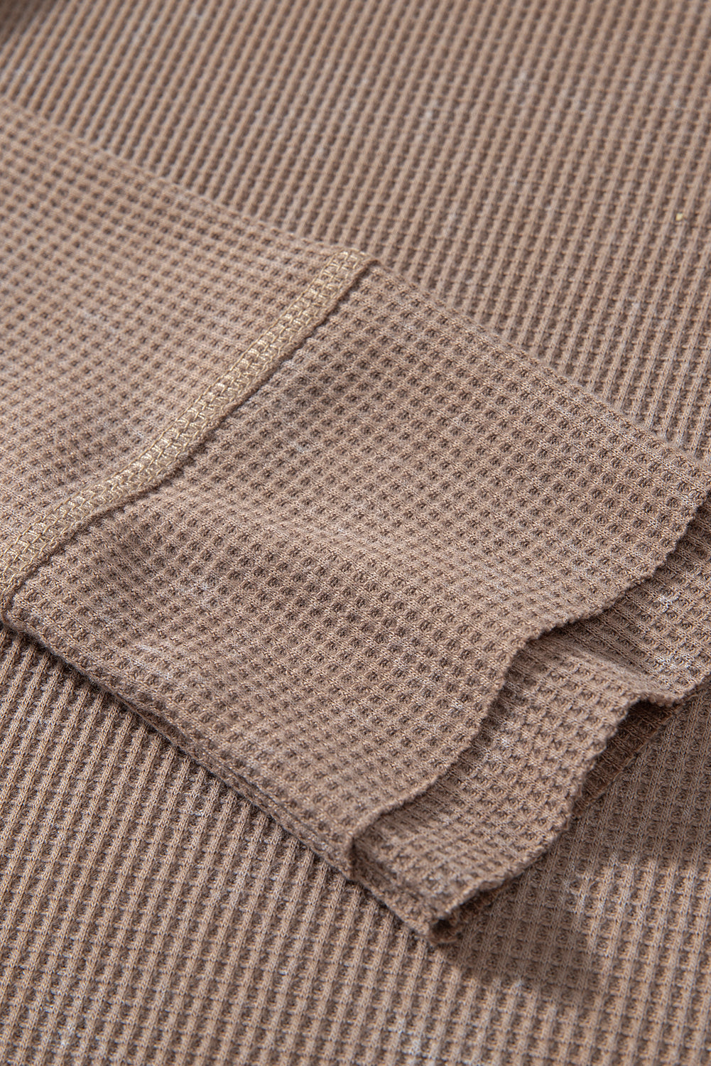 Threaded Pear Zahra Waffle Knit Neckline Long Sleeve Top