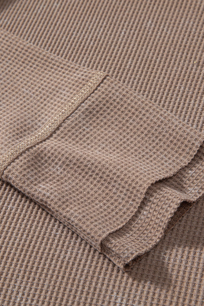 Threaded Pear Zahra Waffle Knit Neckline Long Sleeve Top