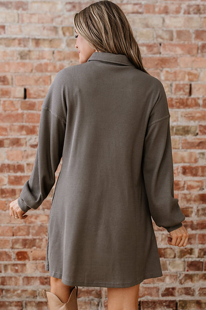 Threaded Pear Viviana Taupe Waffle Knit Shirt