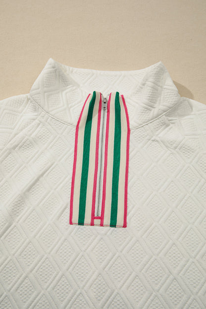 Threaded Pear Aria Striped Collar Baggy Sweatshirt