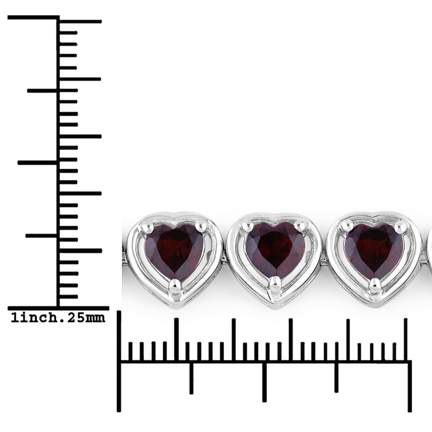 10.50 Ct Heart Red Garnet Prong Sterling Silver Tennis Bracelet