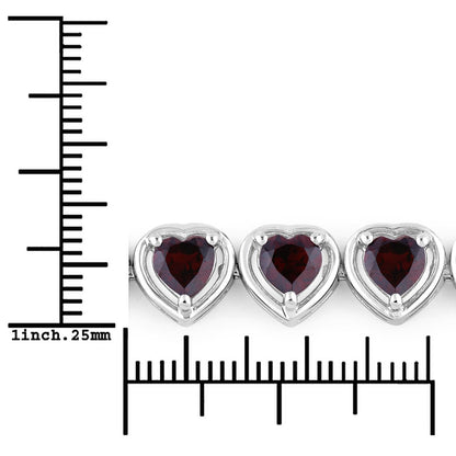 10.50 Ct Heart Red Garnet Prong Sterling Silver Tennis Bracelet