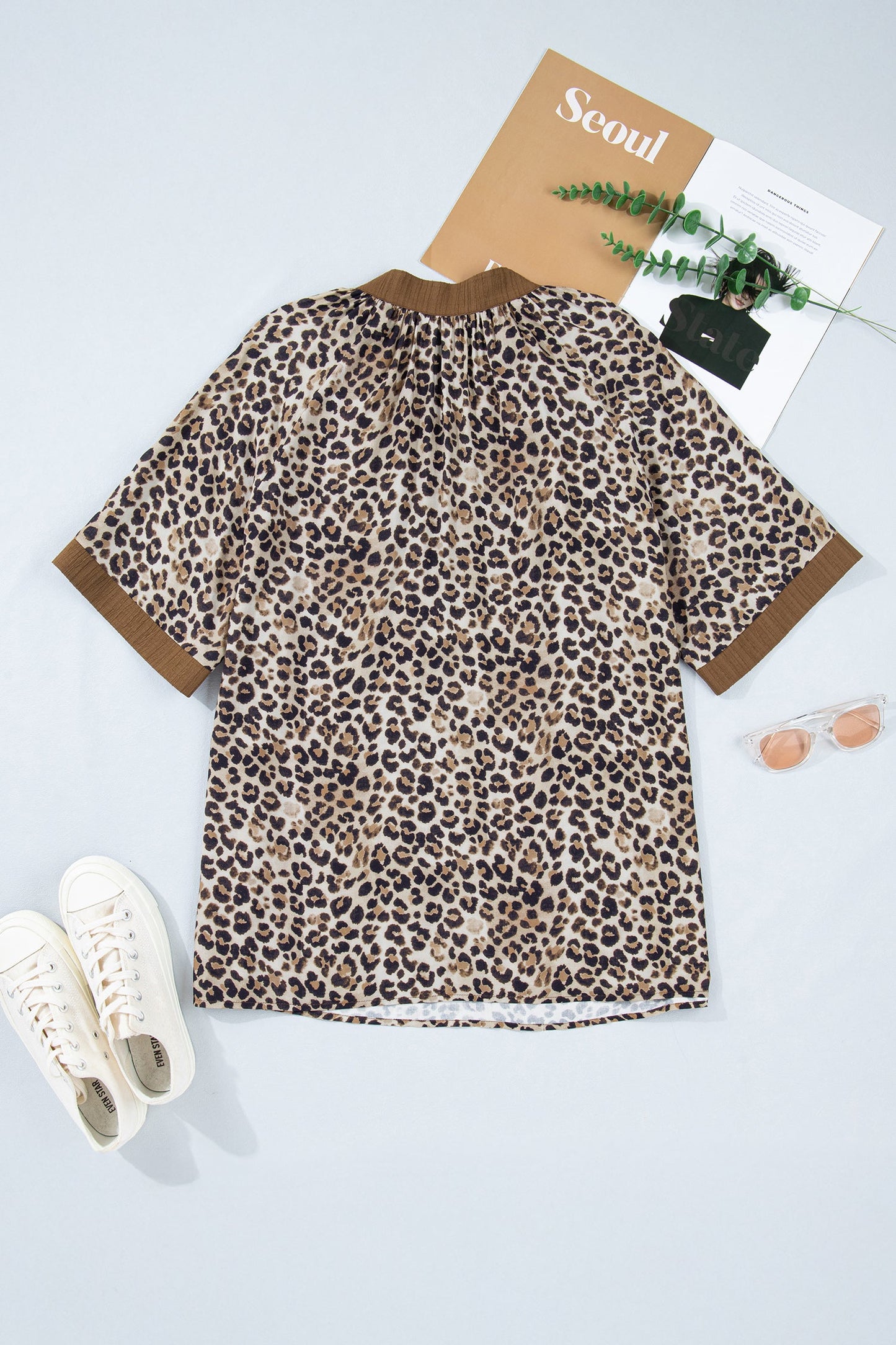 Threaded Pear Kahlani Crinkled Colorblock Patchwork PLUS Blouse