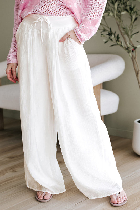 Threaded Pear Jessie Casual Tie Waist Pleated Wide Leg Pants