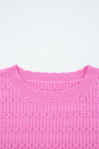 Threaded Pear Kay Knit Ribbed Cuffs Crew Neck Sweater