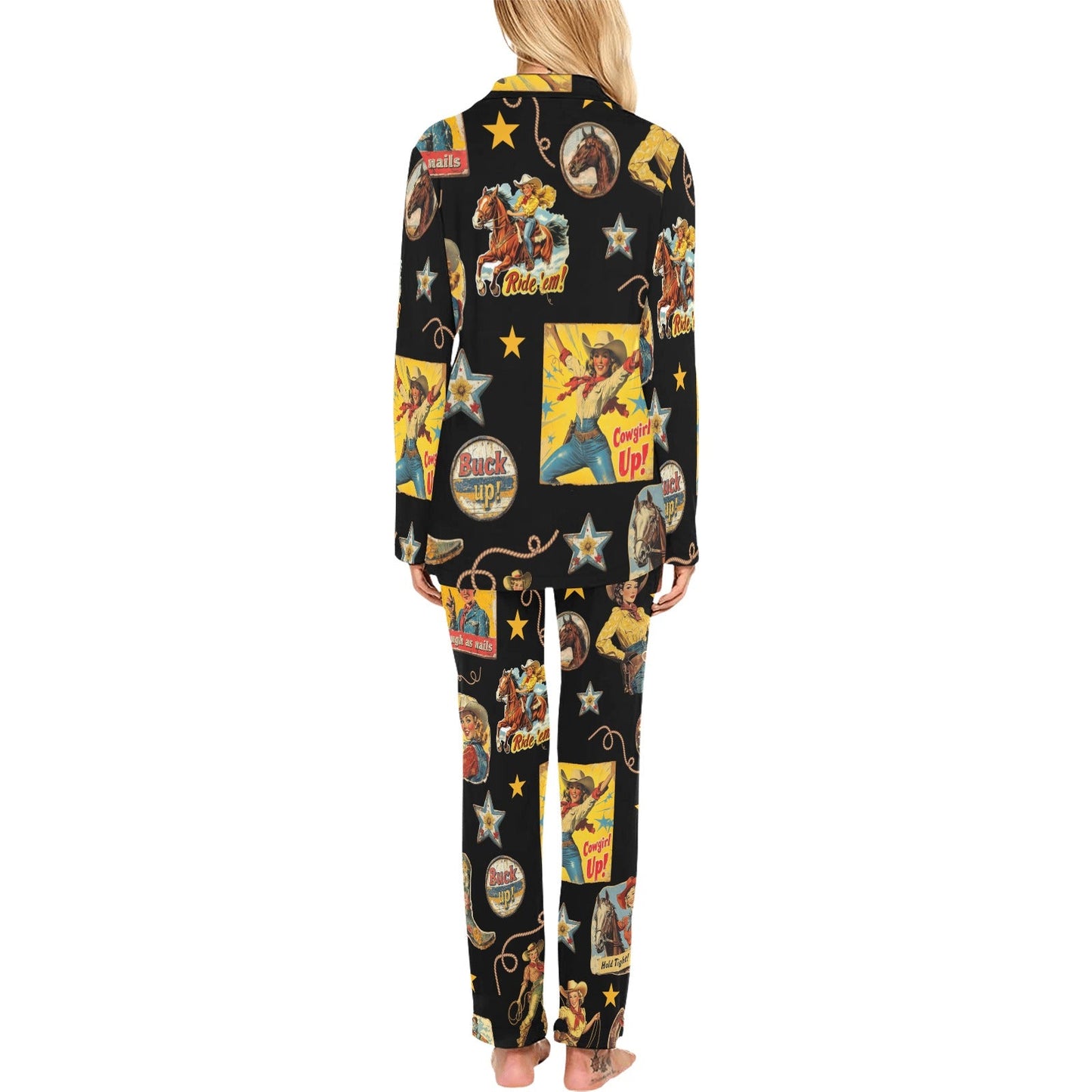 Baha Ranch Vintage Cowgirl Collage Western Pajama Set