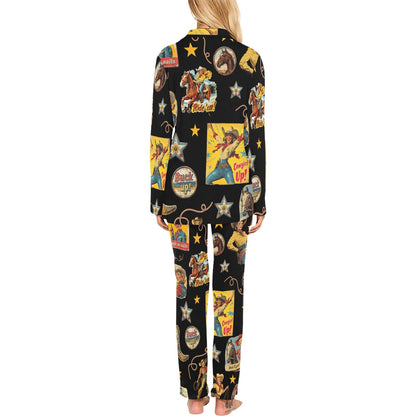 Baha Ranch Vintage Cowgirl Collage Western Pajama Set