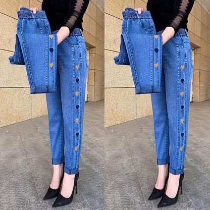 Women's Plus Size Thin High Waist Stretch Jeans