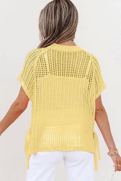 Threaded Pear Celine Tied Short Sleeve Sweater