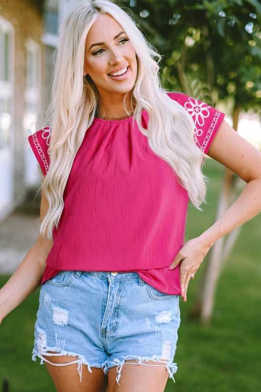 Threaded Pear Murphy Floral Embroidered Sleeve Blouse