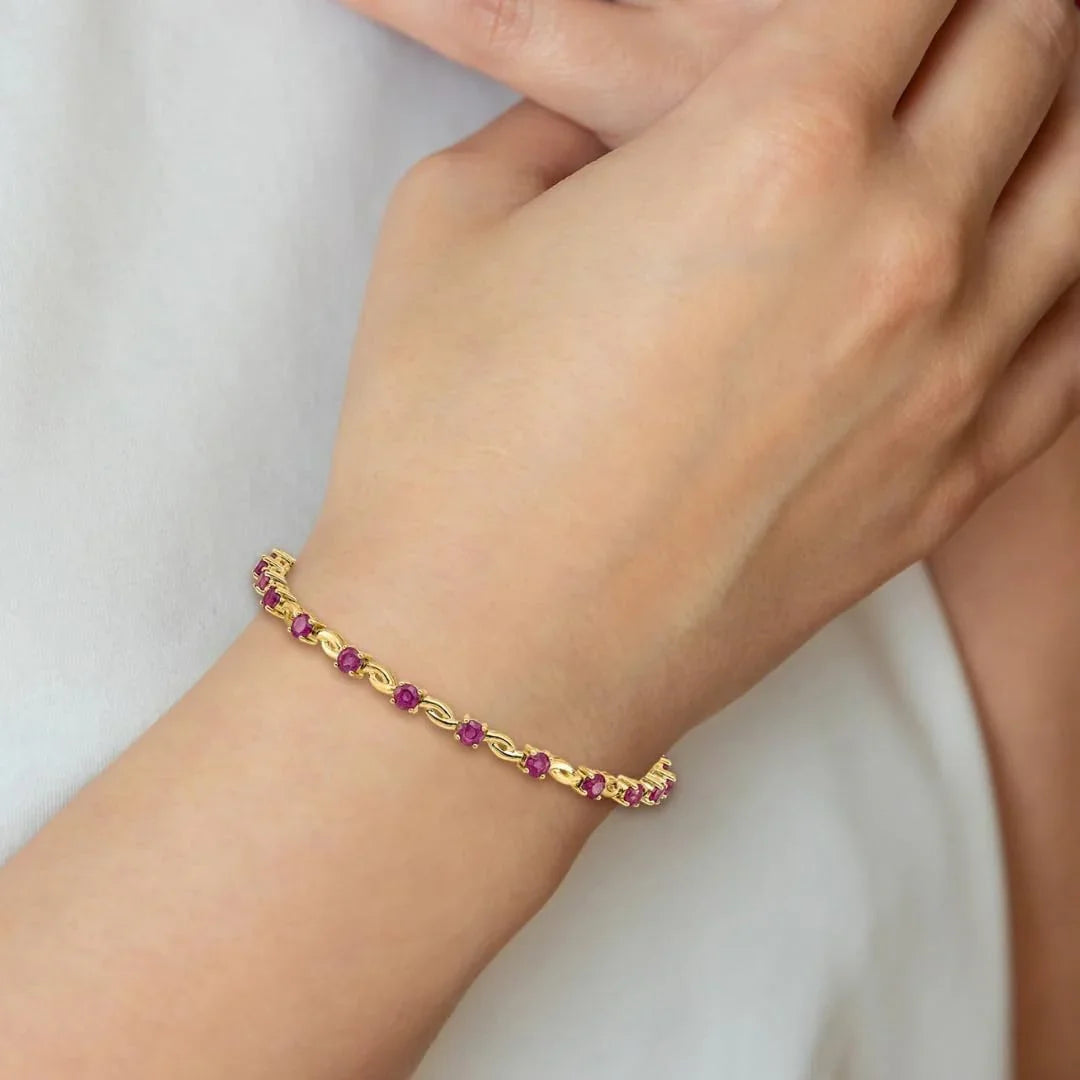 14k Gold Genuine Ruby Bracelet 2.8 Carats