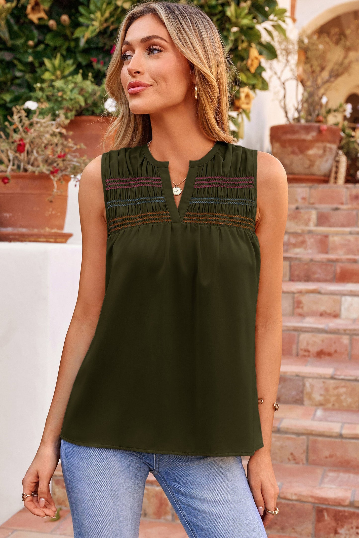 Threaded Pear Thalia Stitch Sleeveless Shift Top